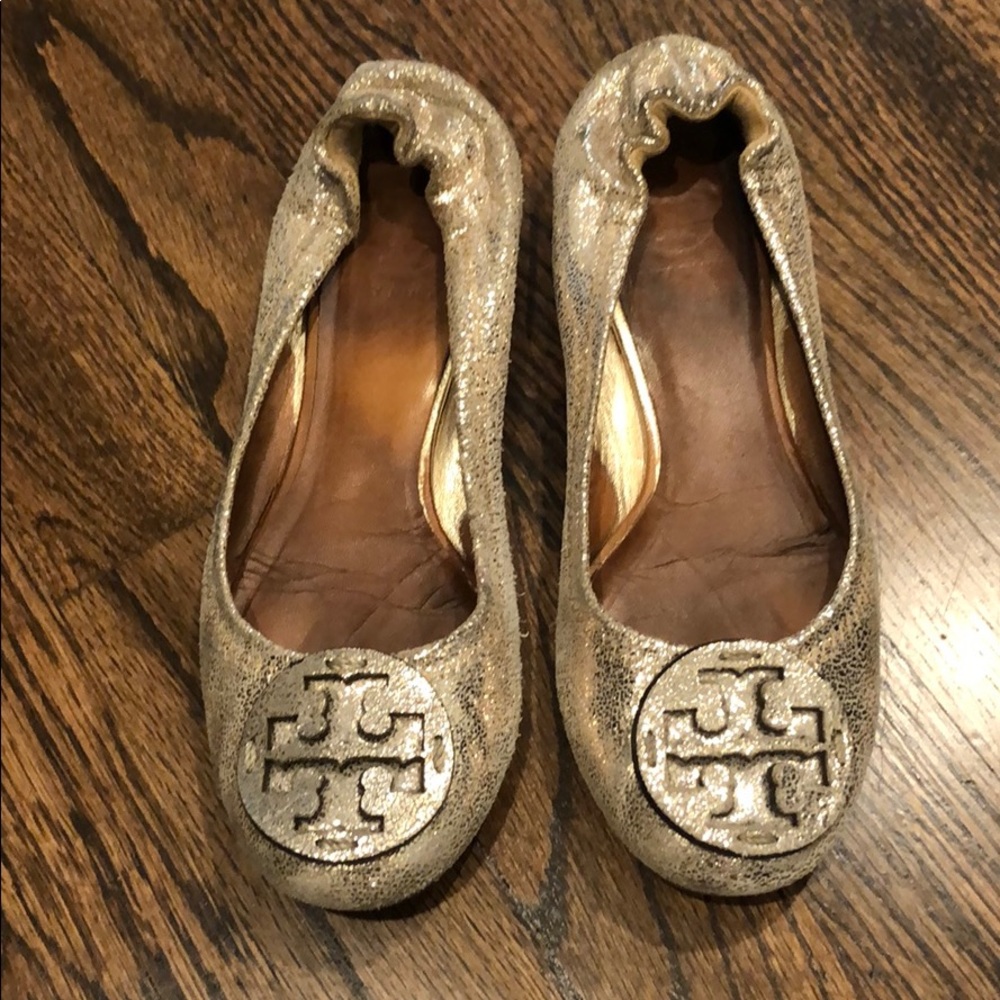 Tory Burch gold flats